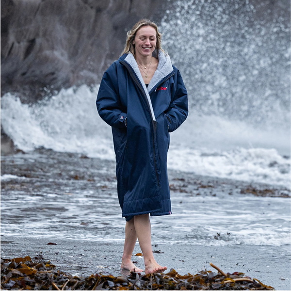 Dryrobe Advance Lange Mouw Verander Robe V3 DR104V3 - Navy Blue / Grey